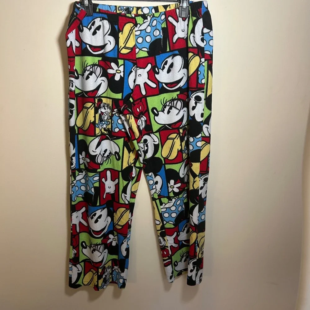 Disney Mickey Minnie Mouse Fleece PJ‎ Set Women's Sz L Cozy Winterwear Comfy - Picture 5 of 6